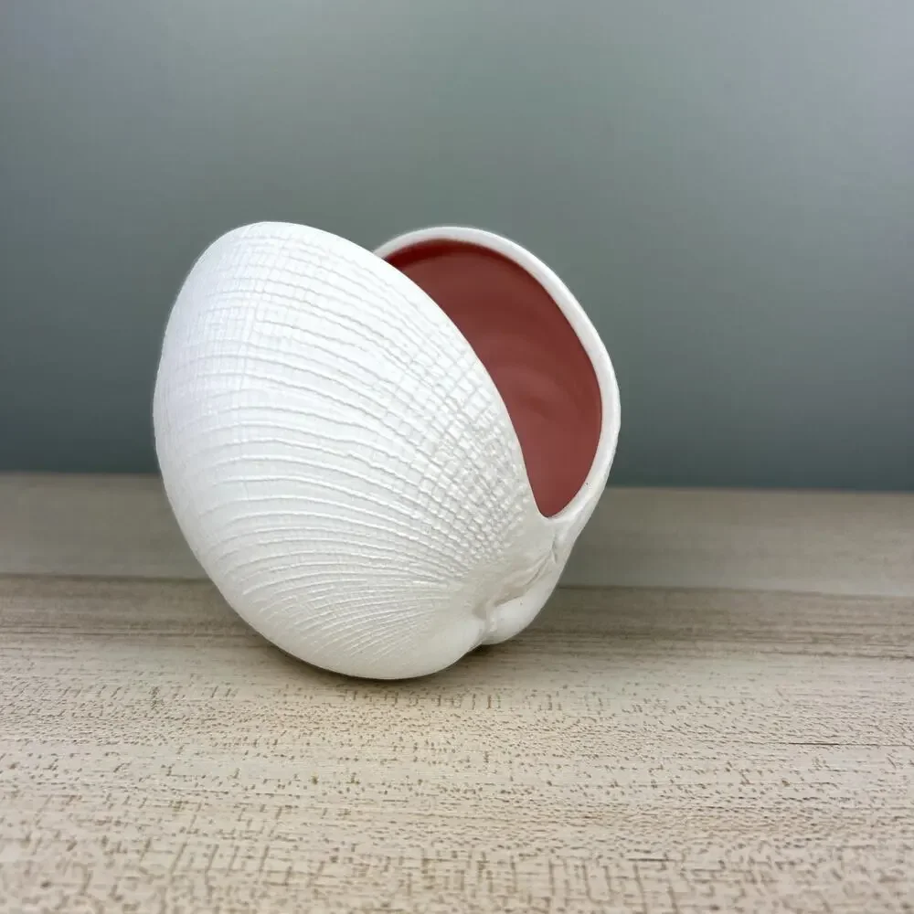 Ceramic Seashell Clam Shell Home Decor Vase Tray Beach Shore Vacation House Sea - Picture 2 of 9